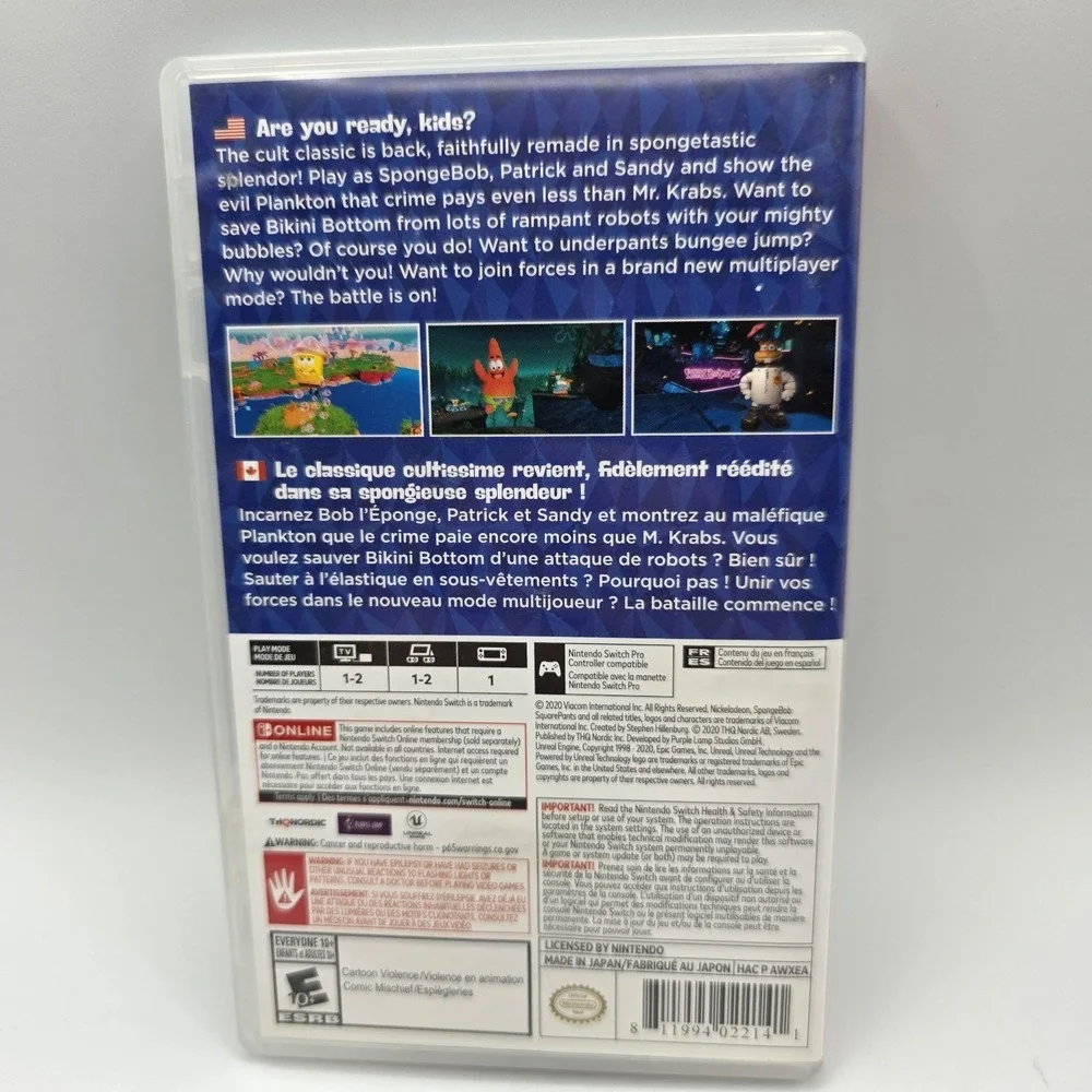 Spongebob Squarepants: Battle for Bikini Bottom Rehydrated (Nintendo Switch)
